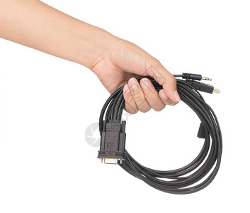 HDMI数字端口转换器或白背景孤立的适配器手持图片