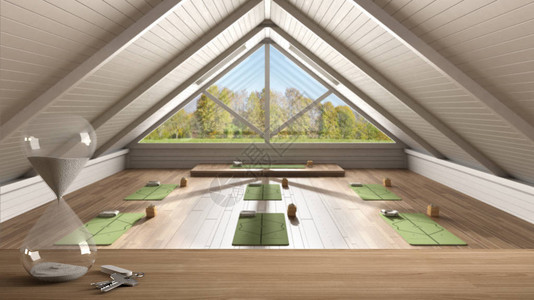 在空荡的瑜伽冥想室内设计复制空间背景的倒计时中图片