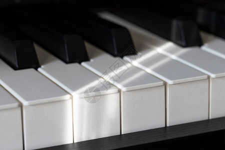 昏暗的灯光和阴影中的黑白钢琴键背景图片
