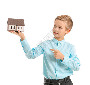 白色背景房屋模型的小房地图片