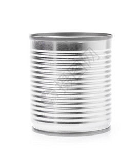 铝白色背景的罐头食品被隔绝背景图片