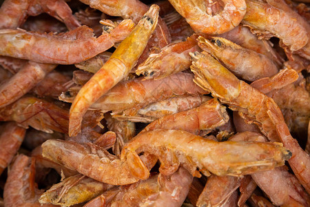 海产虾堆积虾作为食堂菜单或食图片