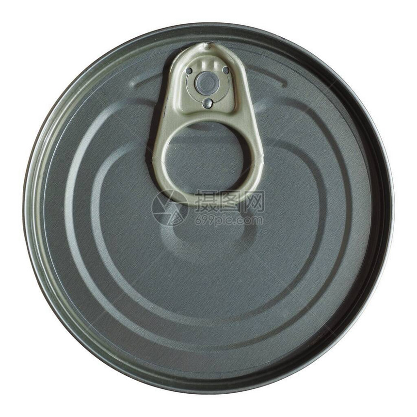 用于罐头食品保护的锡罐在白色图片