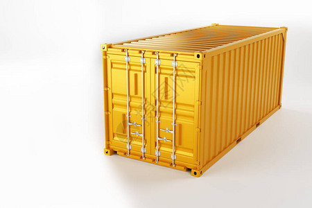 白色背景上黄色20英尺集装箱的高质量图像英尺海运集装箱图片
