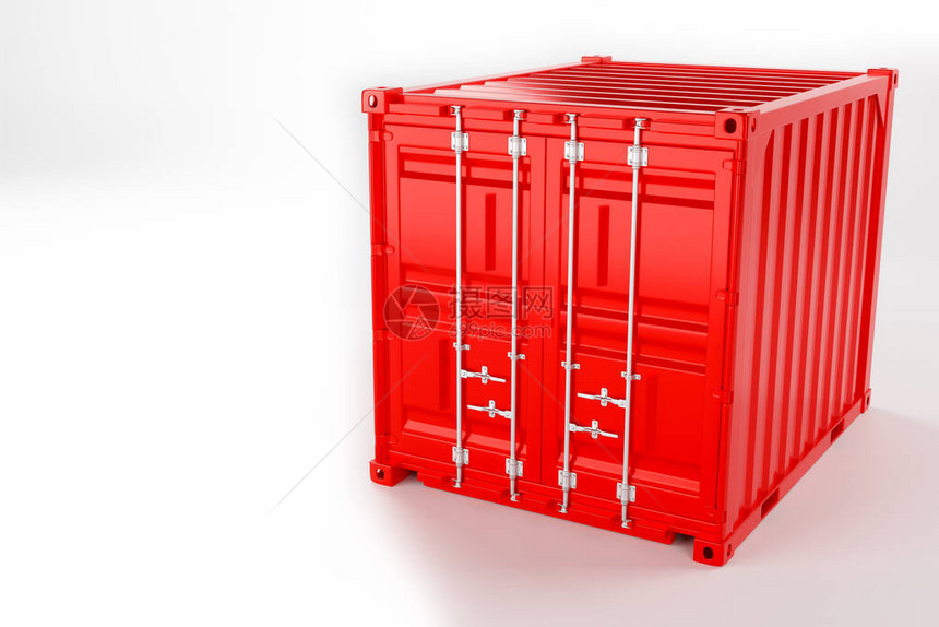 白色背景上红色10英尺集装箱的高质量图像十英尺海运集装箱图片