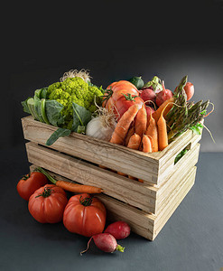 木盒新鲜蔬菜质朴背景图片