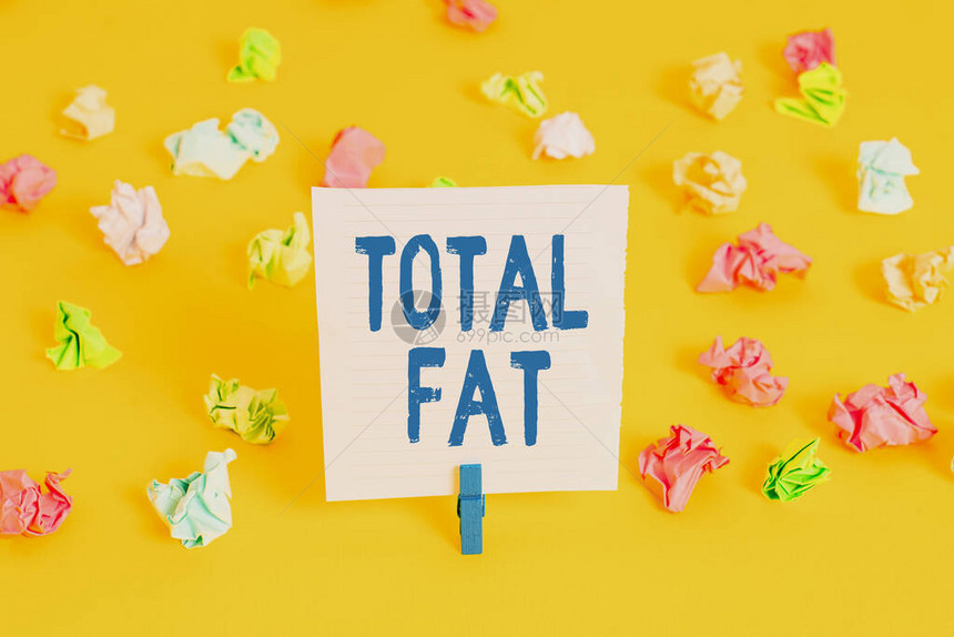 文字书写文本总脂肪商业照片展示标签上显示的不同类型脂肪的综合价值彩色皱纸空提醒白图片