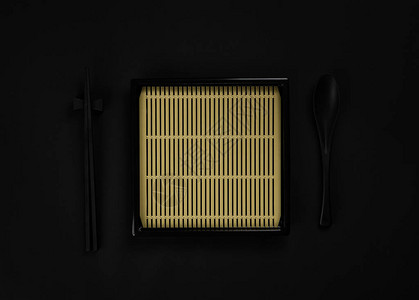 黑色背景寿司日式托盘图片