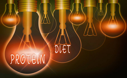 商业照片中含有高蛋白含量食品的消费文本饮食计划现实色彩色古老灯泡图片