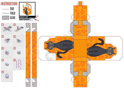 万圣节与猫的橙色框模板库存图片图片背景图片