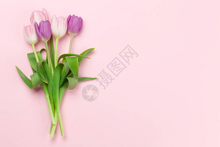 粉红色的郁金香花束图片