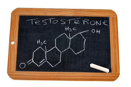 睾丸激素书写睾丸酮化学配方的学校板块上刻有睾丸背景