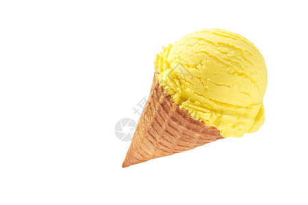 白背景孤立的华夫饼锥形冰淇图片