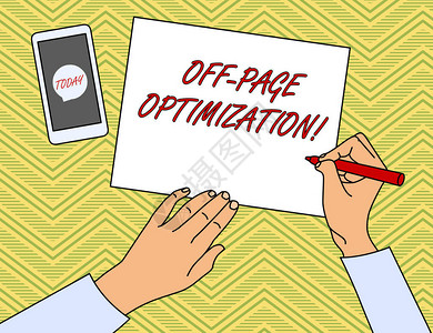 显示OffPage优化的写作说明网站外部程序促进方法的商业概念图片