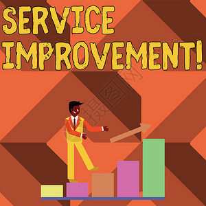 显示服务改进的文字标志商业照片展示了导致更好的服务或系统的连续行动图片