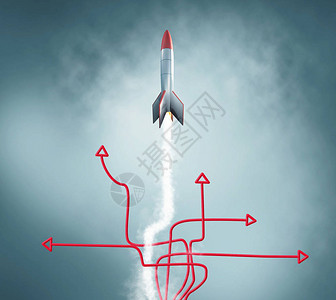 箭头路径和火箭升起图片
