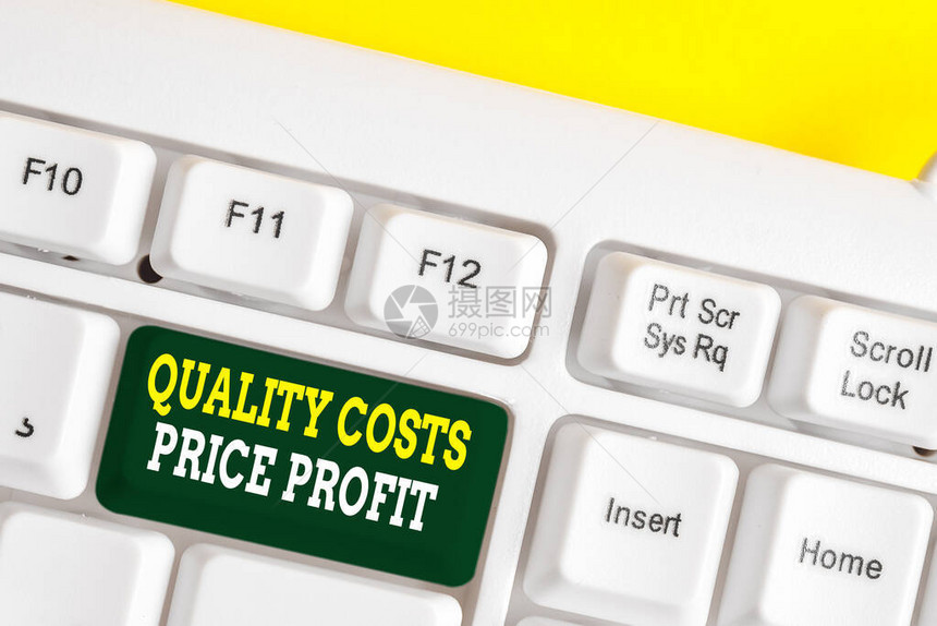 文字书写文本质量成本价格利润商业照片展示价值收益价值之间的平衡白色pc键盘图片