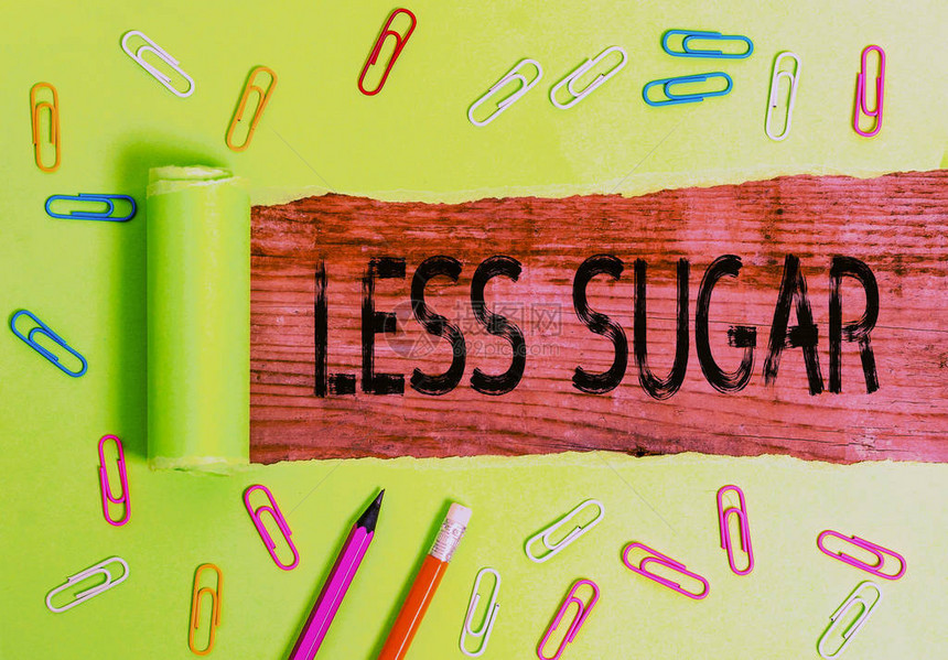 概念手写显示少糖概念意味着我们吃的任何食物或饮料中图片