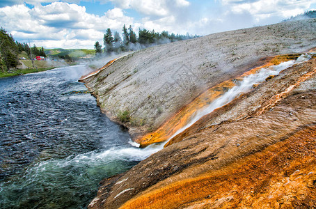 火洞河和沸腾的黄石水图片