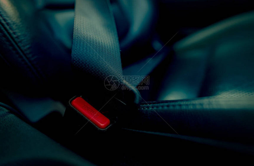 带红色按钮的汽车安全带图片