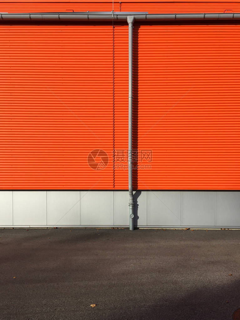 橙色仓储建筑墙体景观图片