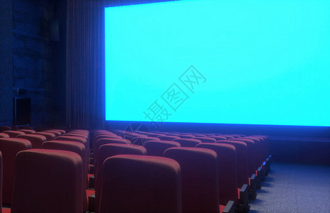 电影院的电影院内部有空的红色和黑色座位图片