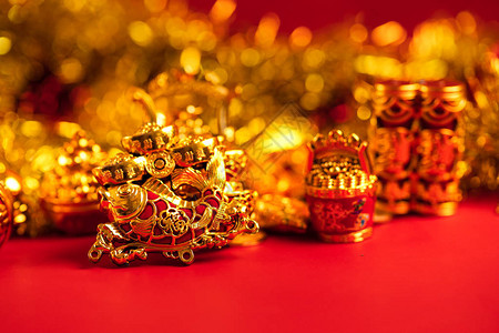 新年金装饰品黄金鱼背景图片