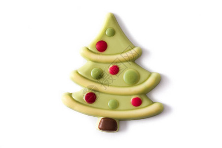 圣诞树巧克力薄饼白背景隔离图片