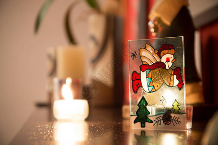 有蜡烛背景的圣诞节装饰背景图片
