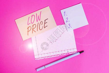 价格的商业概念是相对于其他同类物品最低的文具和便条纸表图片