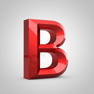 白色上隔离的红色光滑斜体字B大写字母3d图片