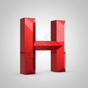 白色上孤立的红色光滑斜纹字母H大写3d背景图片