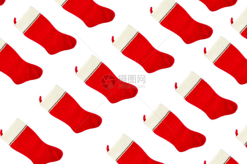 隔绝背景的红白圣诞节袜和白色圣诞袜图片
