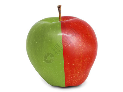 美丽的苹果一半是绿色的图片