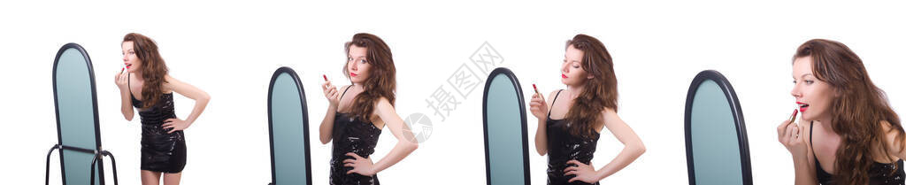 镜子前的女人图片