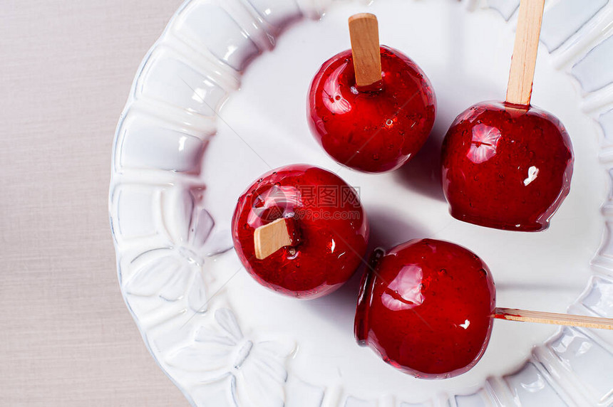 爱苹果红焦糖覆盖苹果甜图片