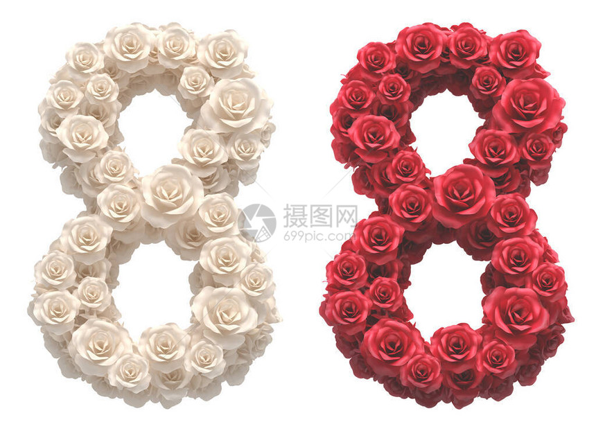 红色和白色玫瑰字体图片