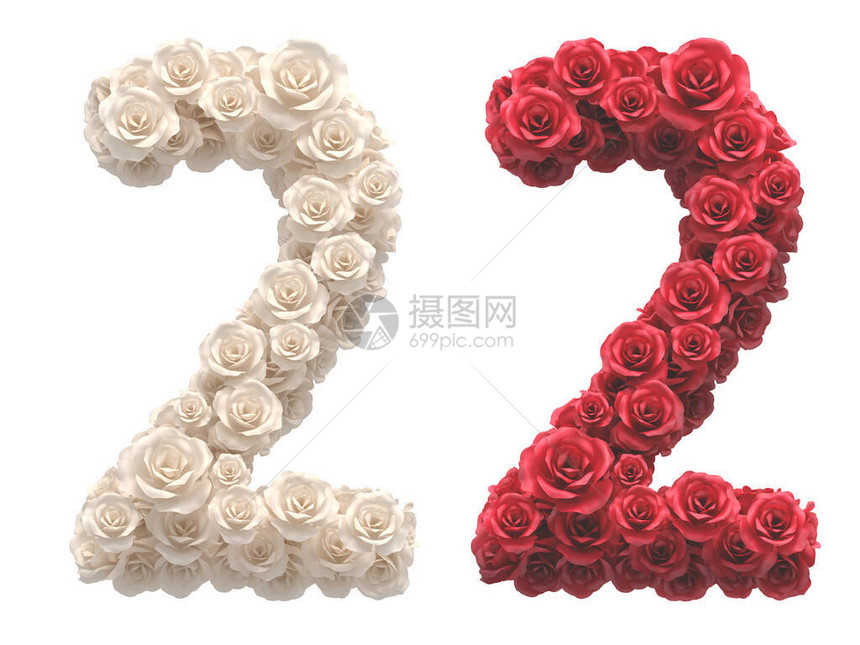 红色和白色玫瑰字体图片