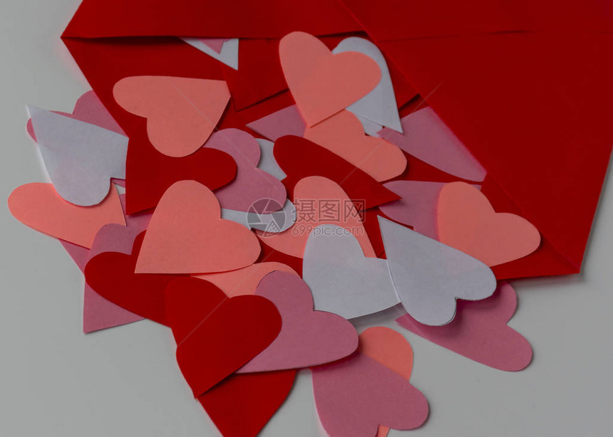 红心纸做的红包红色节日信封情人节图片