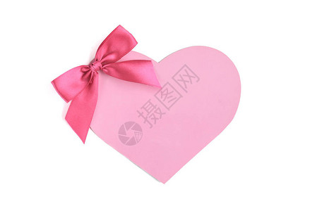 粉红纸情人节卡带丝结的彩弓孤图片