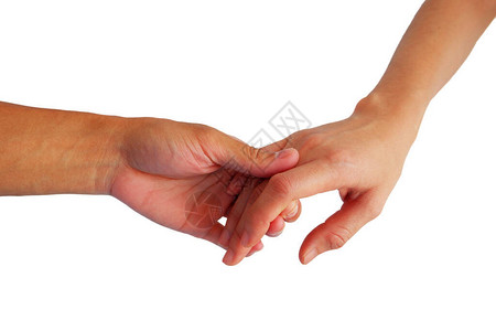 男人和女人的手牵来显示爱在图片