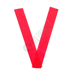 红色建筑粘合胶带中的字母V孤图片