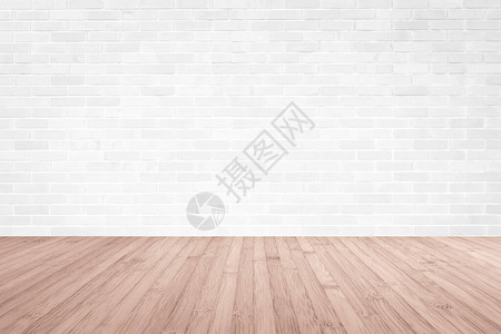 木制地板壁底的白砖壁图片