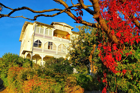 Sassnitz老旧豪宅秋天在图片