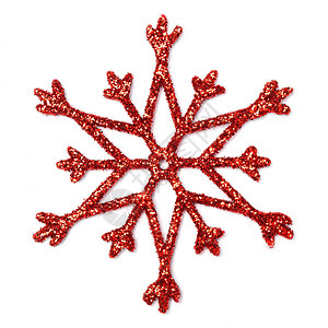 圣诞红雪花形状装饰在白色图片