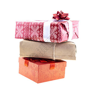 礼品盒堆栈礼物生日喜悦幸福粉红色桃牛皮米色纸图片