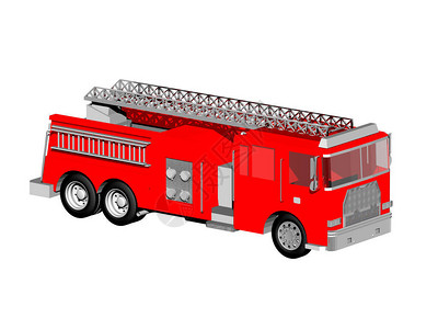 有长梯子的红色消防车背景图片
