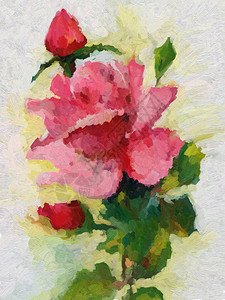粉红玫瑰油画图片