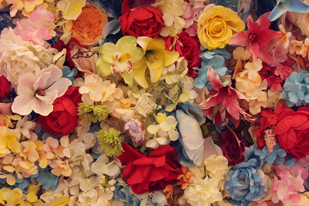 五彩杂色花朵玫瑰牡丹百合花背景图片