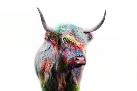 苏格兰牛的彩色头发图片